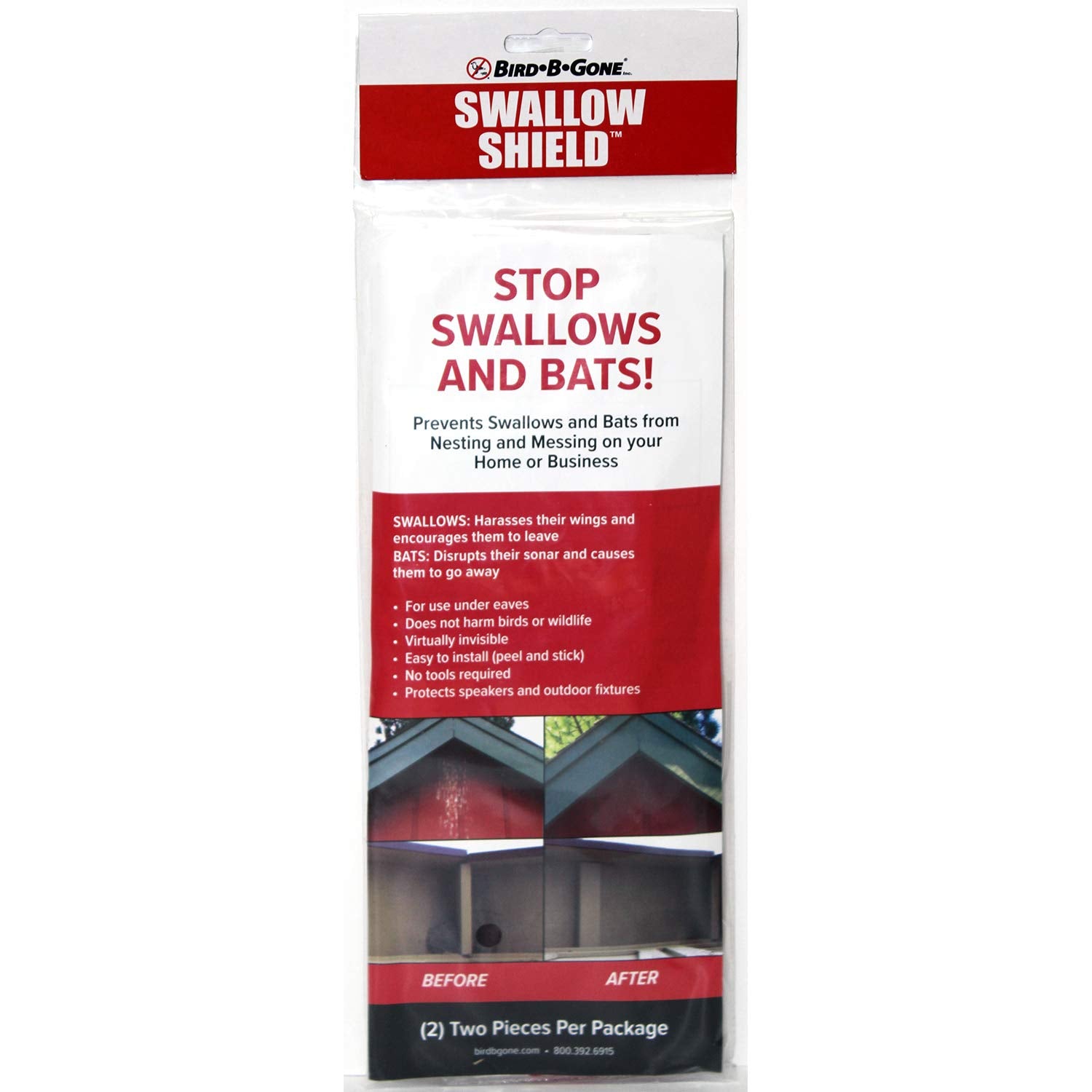 Bird B Gone Swallow Shield clear strips 3x11 pack two for discreet exterior protection.