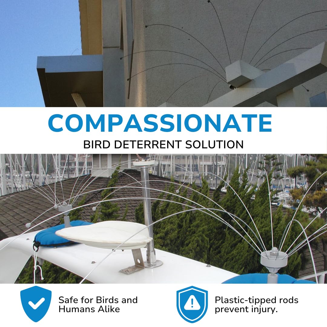 Bird Barrier Daddi Long Legs 4ft mounts suit roofs, boats, and HVAC units.