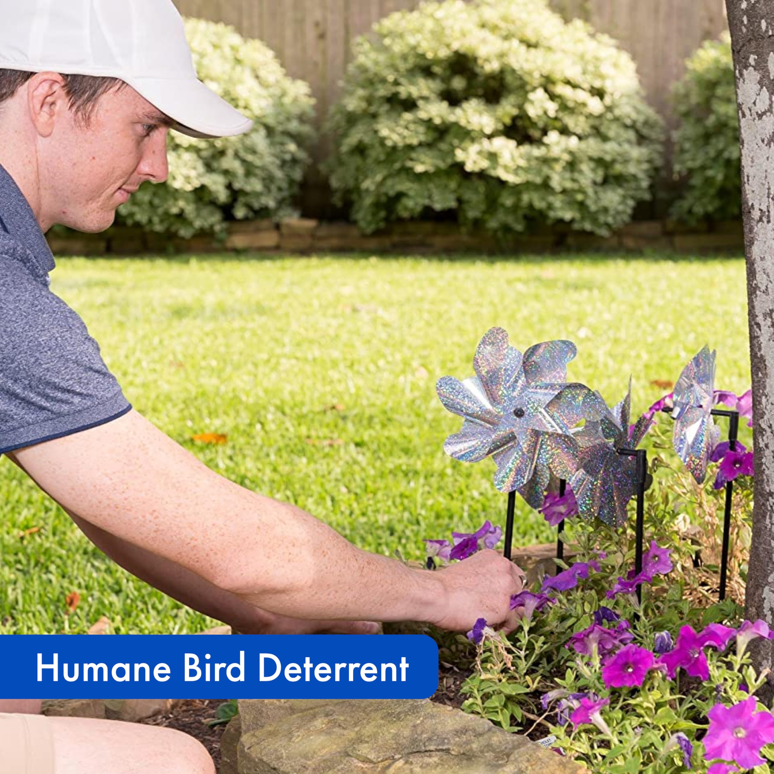 BIRD BLINDER holographic windmills add sparkle to yard and garden