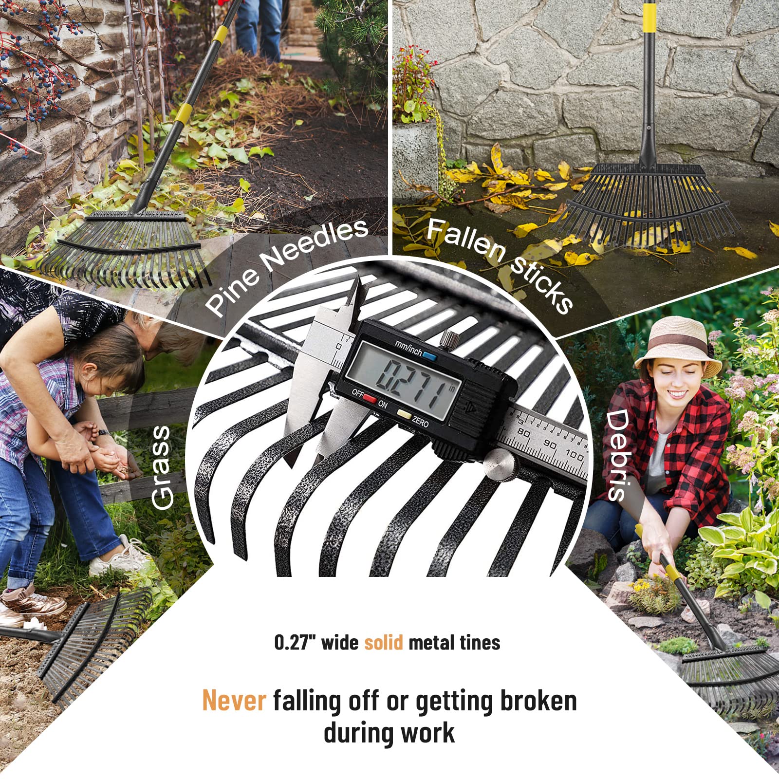 Bird Twig collapsible rake stored easily in trunks or bike racks