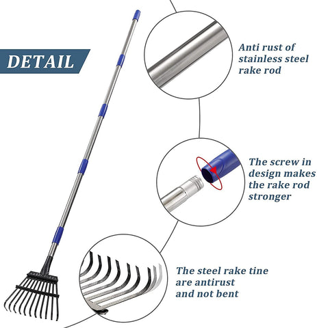Bird Twig Garden Rake includes hardware for quick assembly.