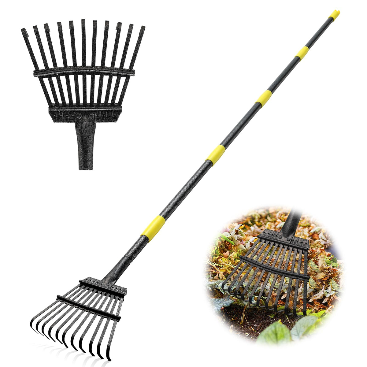 Bird Twig garden rake with 8.5-inch head clears leaves around beds