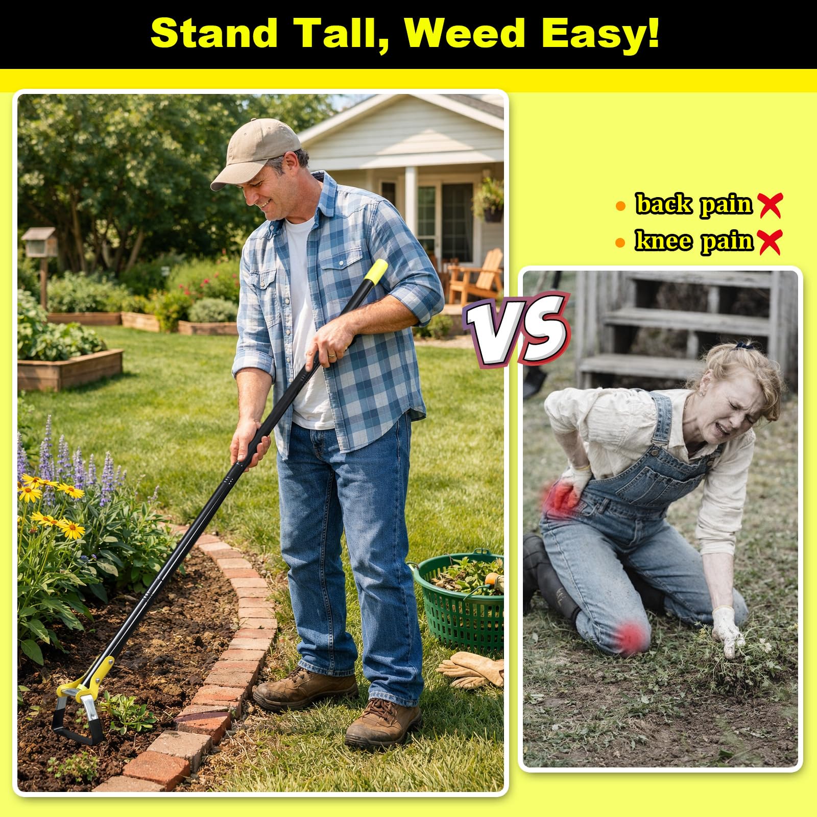 Bird Twig Hoe thick stainless steel for durability in tough soil.