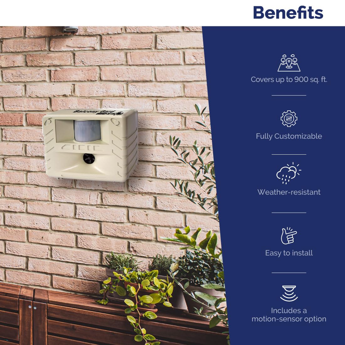 Bird-X Balcony Gard continuous mode provides steady deterrence during outdoor activities.