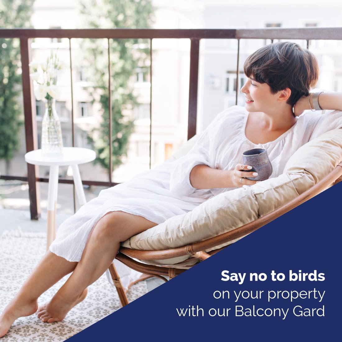Bird-X Balcony Gard corded or battery power offers flexible installation options.