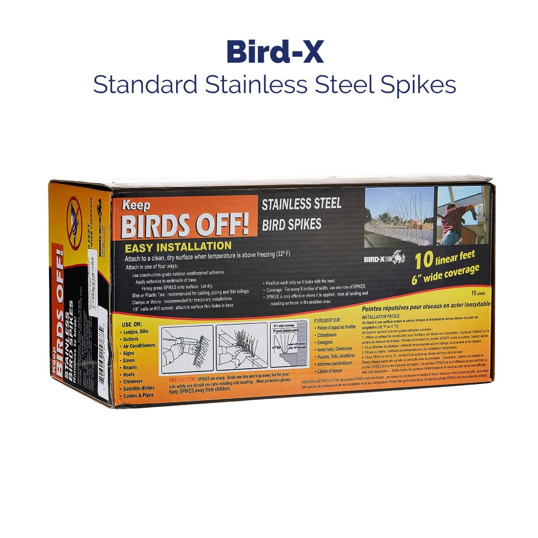 Bird-X spikes installation on flat and curved surfaces is simple.