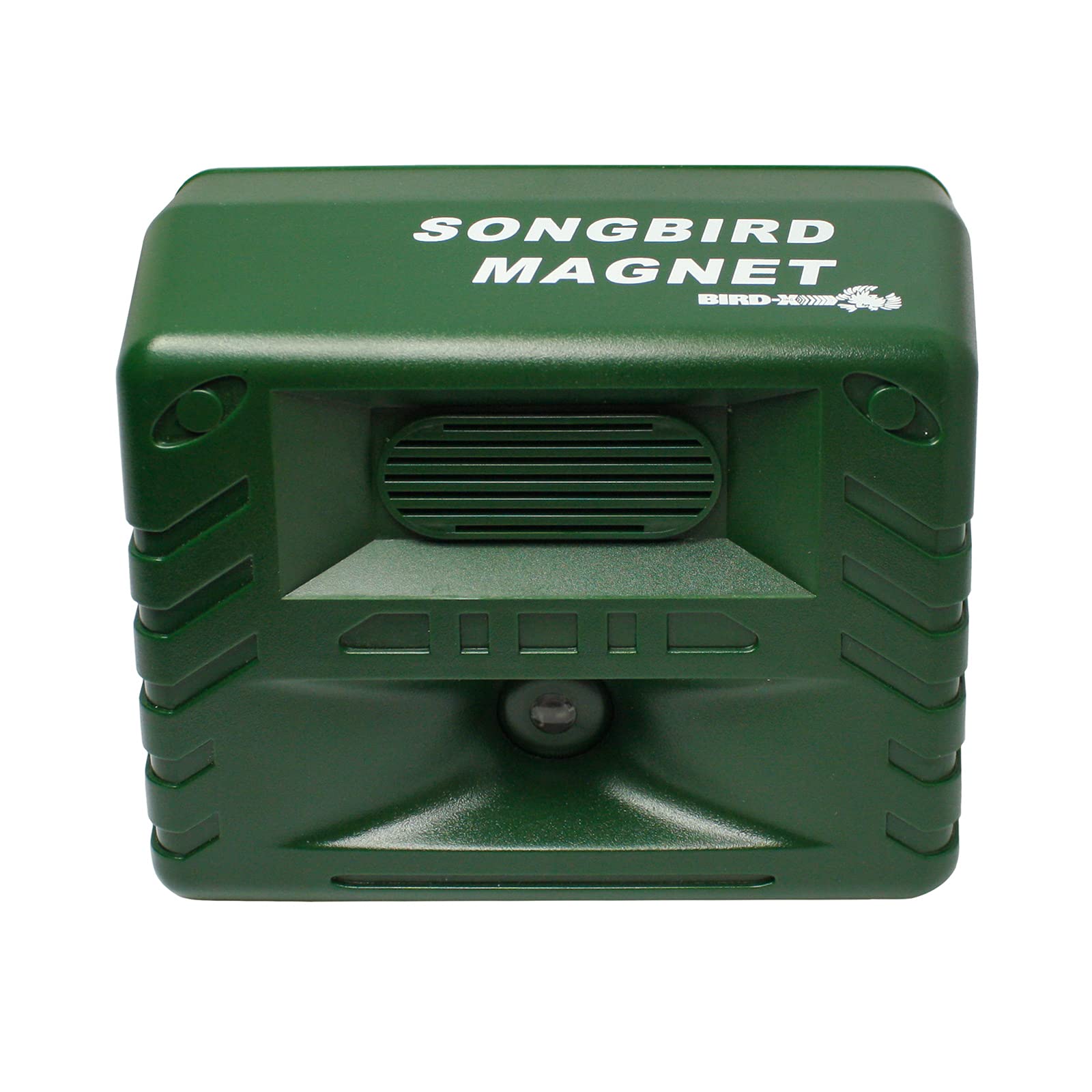 Bird-X Songbird Magnet side view highlighting slim profile for discreet yard placement.
