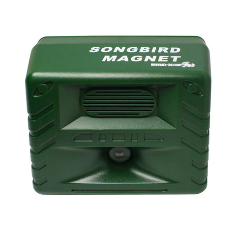 Bird-X Songbird Magnet side view highlighting slim profile for discreet yard placement.