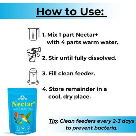 Clear, dye-free Nectar+ formula provides safe nectar