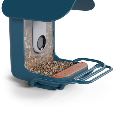 Bird Buddy blue perch extender color-matched for seamless integration