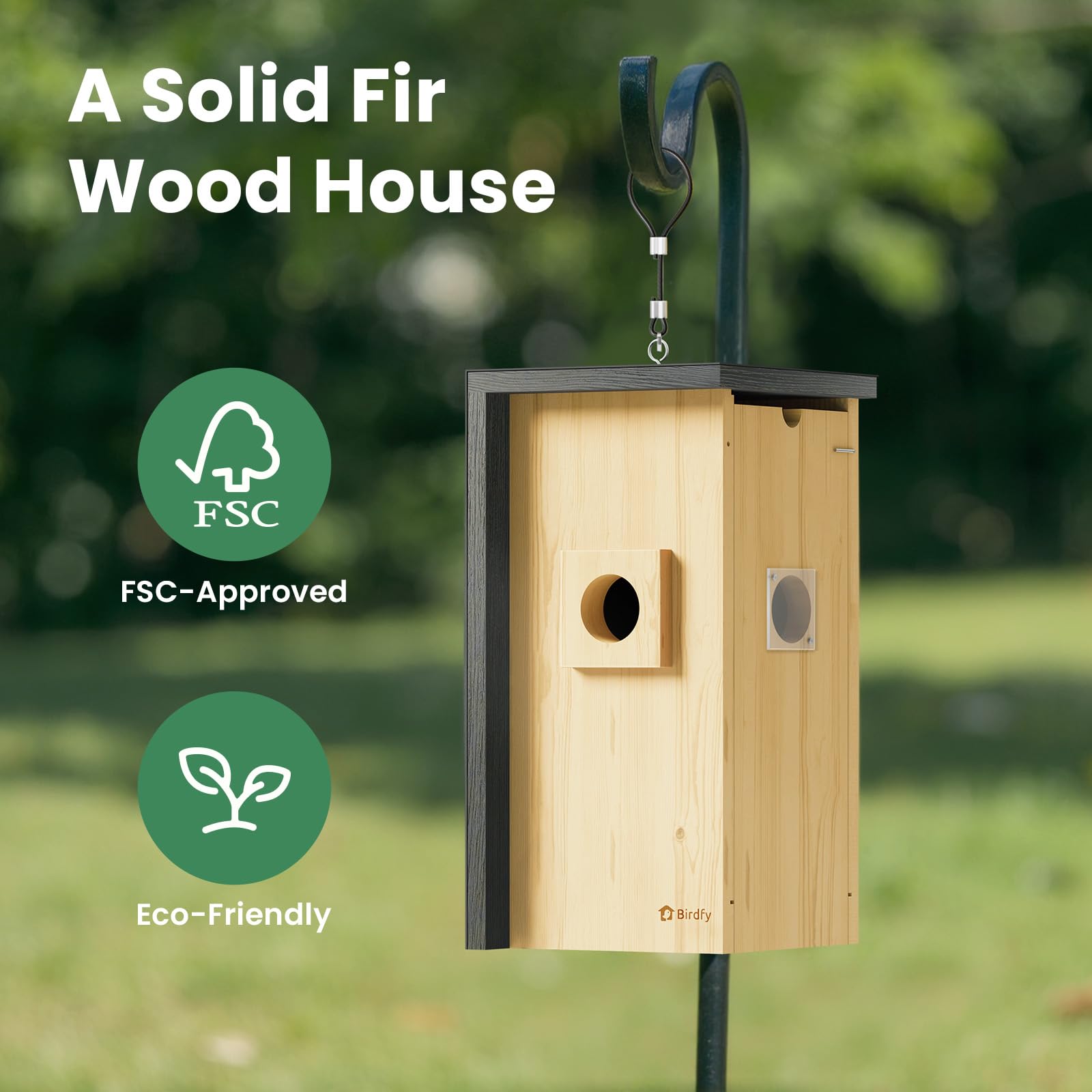 Birdfy 1080P HD with infrared night vision for day and night viewing.