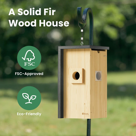 Birdfy 1080P HD with infrared night vision for day and night viewing.