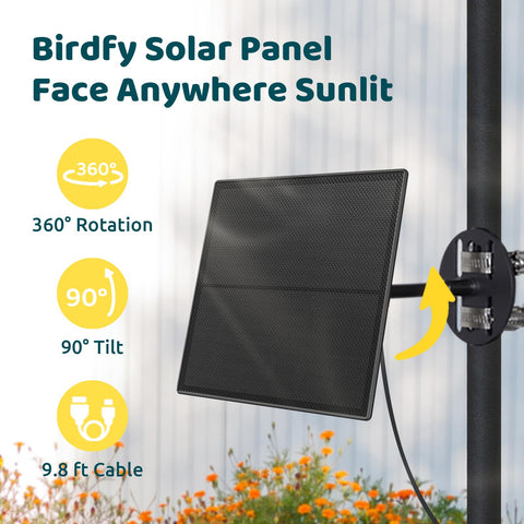 Birdfy 360-degree swivel bracket enabling flexible sunlight positioning