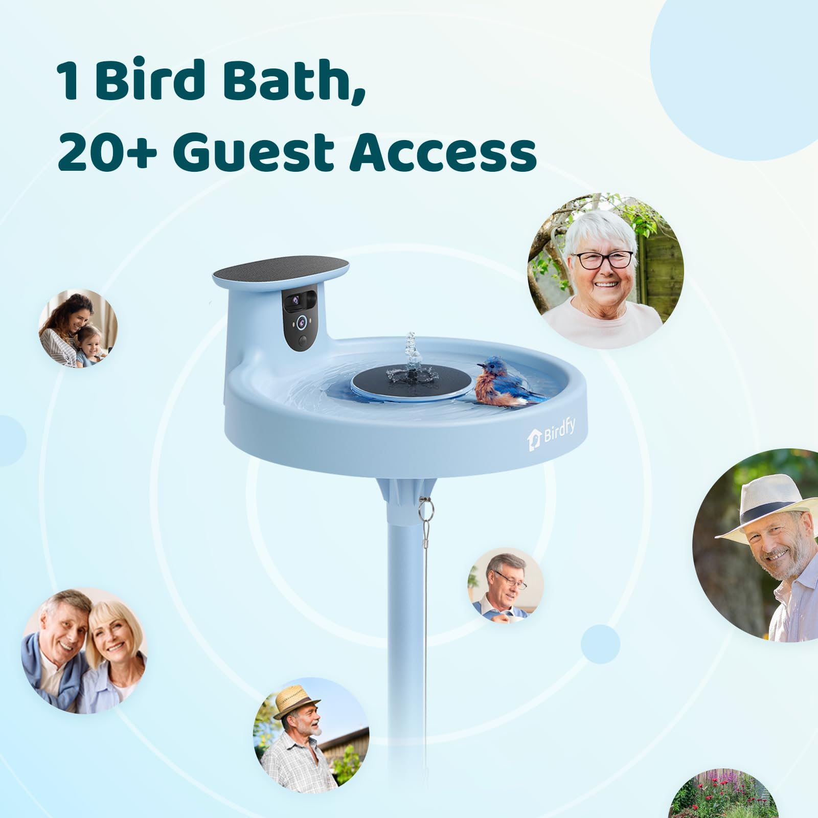 Birdfy Bath Pro interchangeable nozzles create dynamic fountain patterns.
