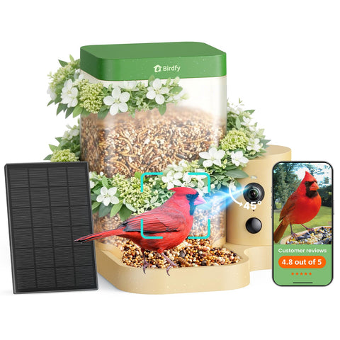 Birdfy Rookie front view of the solar bird feeder camera for easy beginner setup