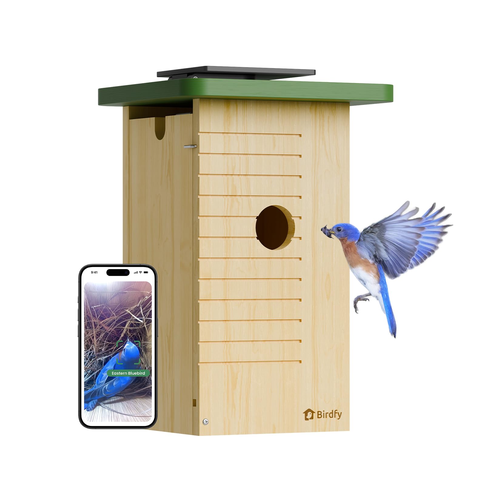 Birdfy Smart Bird House with camera exterior view for real-time nesting monitoring