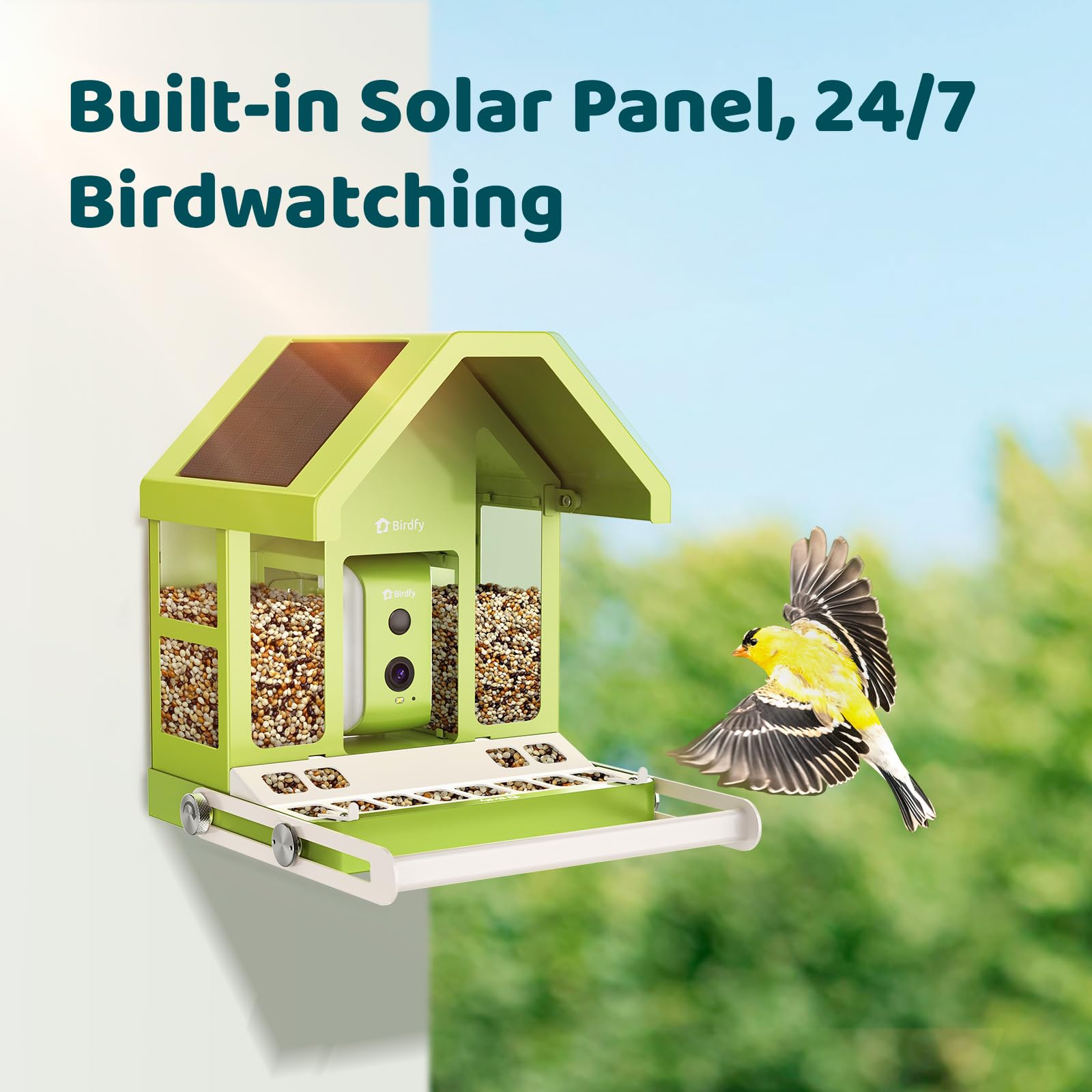 Birdfy Solar-powered battery setup supports prolonged outdoor monitoring.