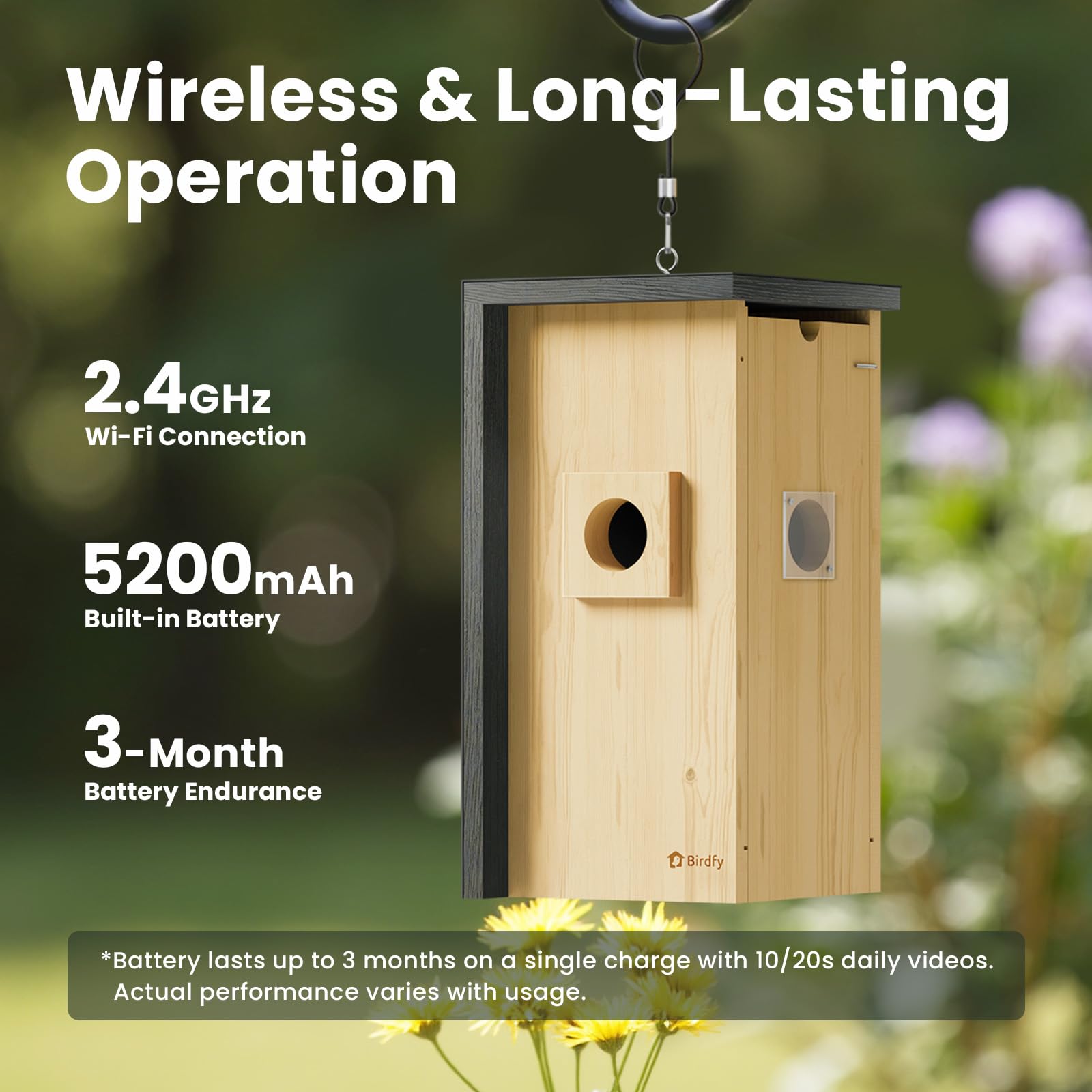 Birdfy solar panel-ready option enables year-round watching.