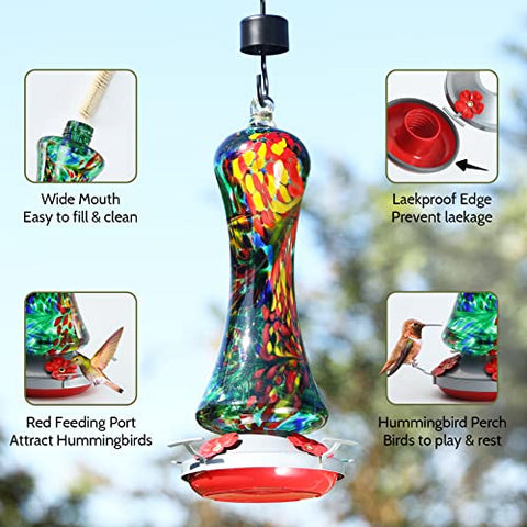 Birdkiss glass hummingbird feeder hanging hook for easy setup.
