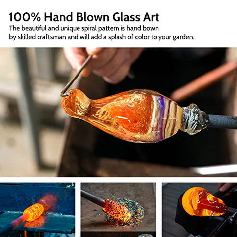 Birdkiss handmade blown glass showcases intricate color patterns.