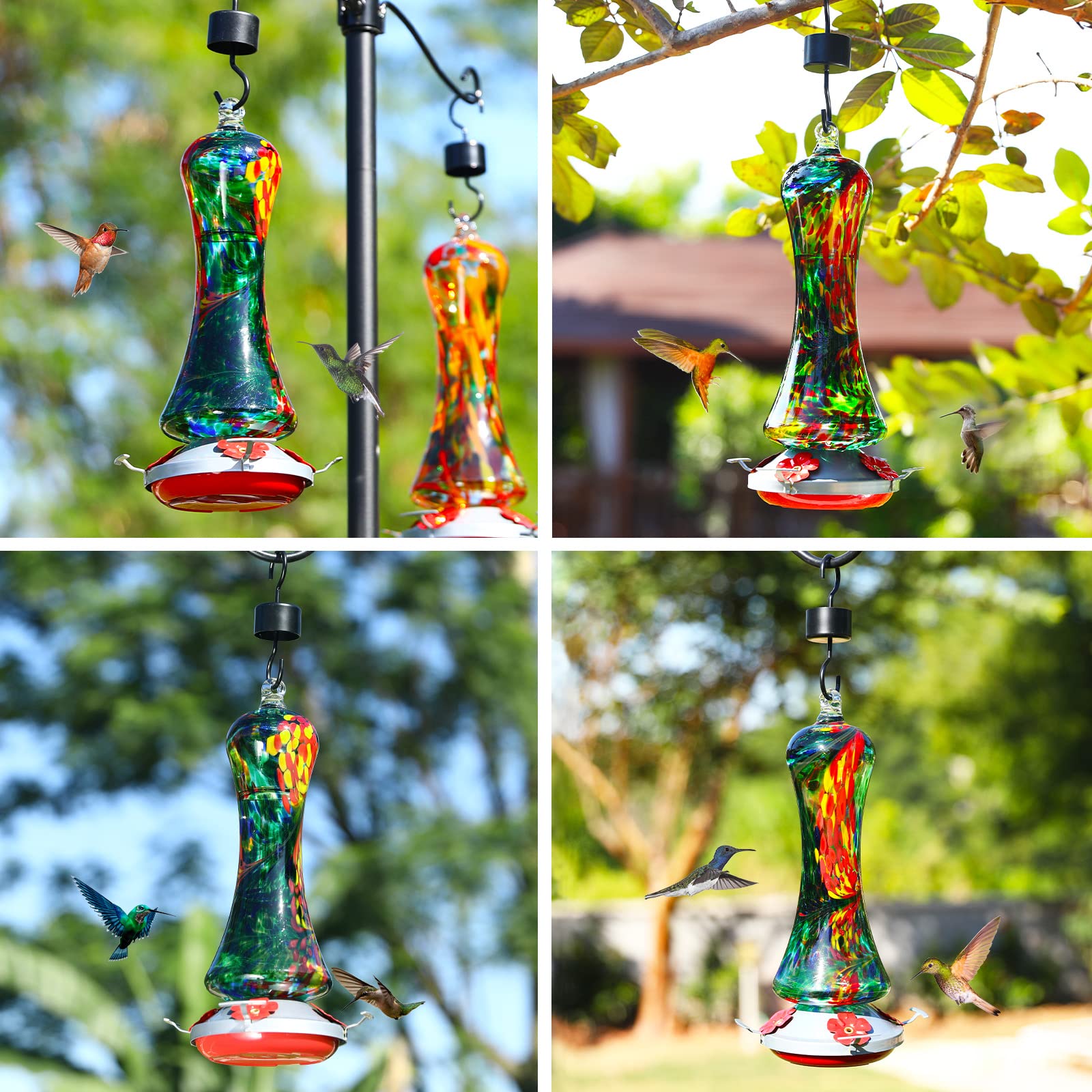 Birdkiss handmade blown glass adds color and elegance to your garden.