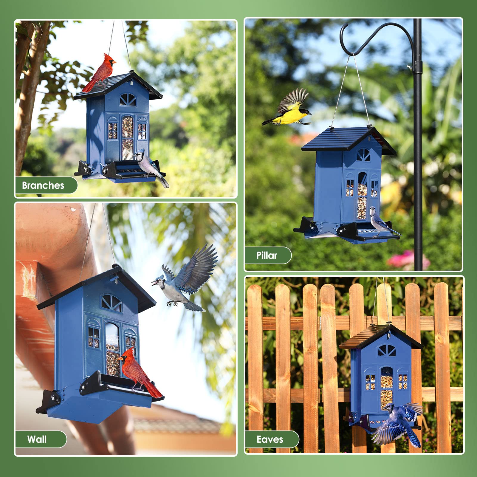 Birdkiss hanging rope and top cover for secure outdoor mounting.