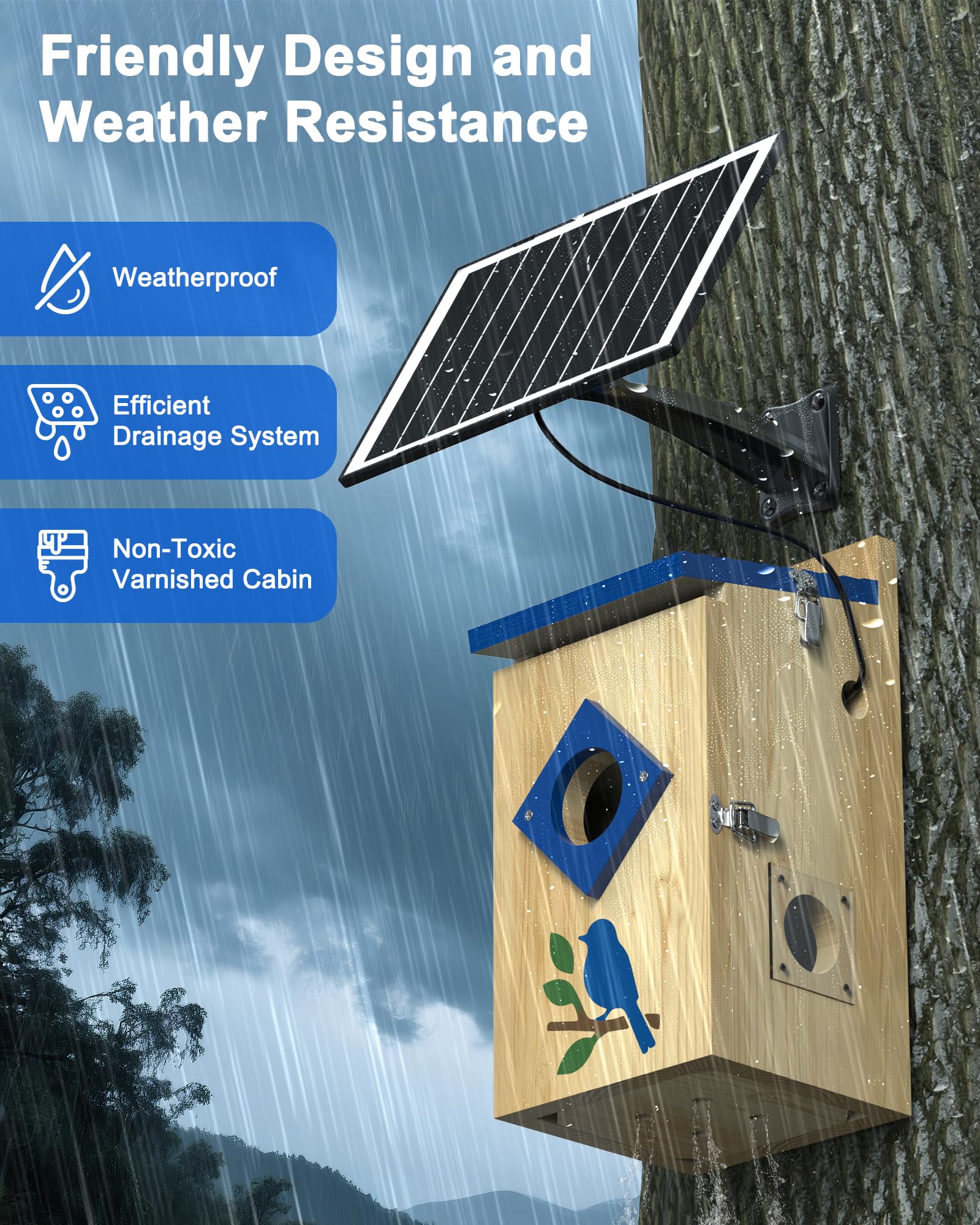 BirdoorKam motion sensor sends real time alerts to your phone for birds.