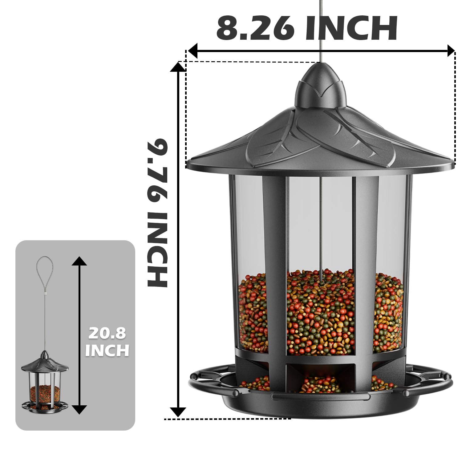 Birdream feeder wide opening enables quick refills and clean feeding area.