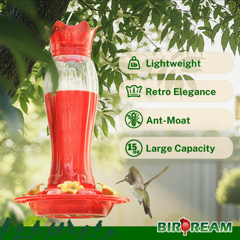 Birdream ant moat design keeps nectar clean for peaceful birdwatching