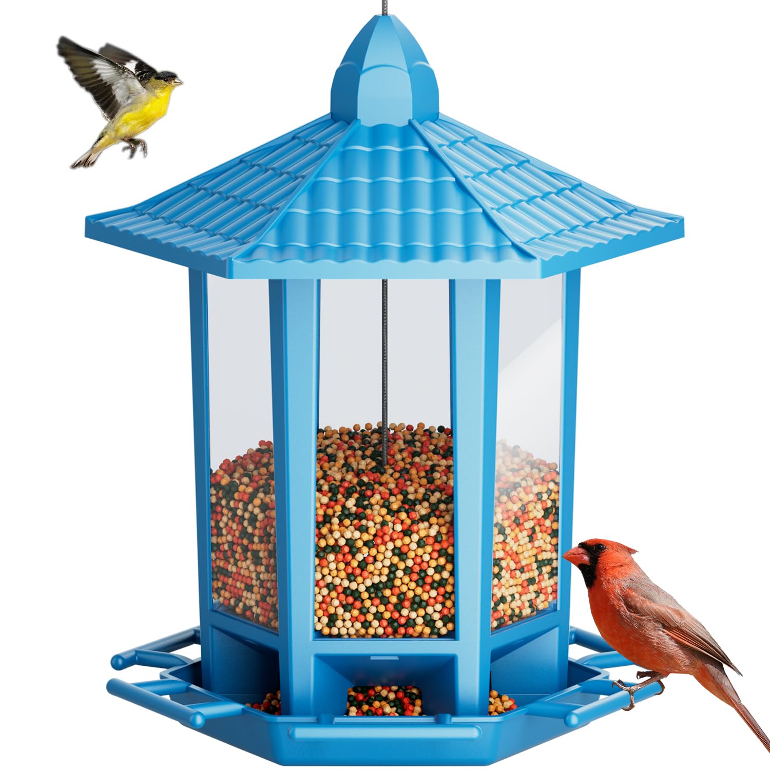 Birdream pagoda bird feeder front view—stylish outdoor décor and simple seed monitoring