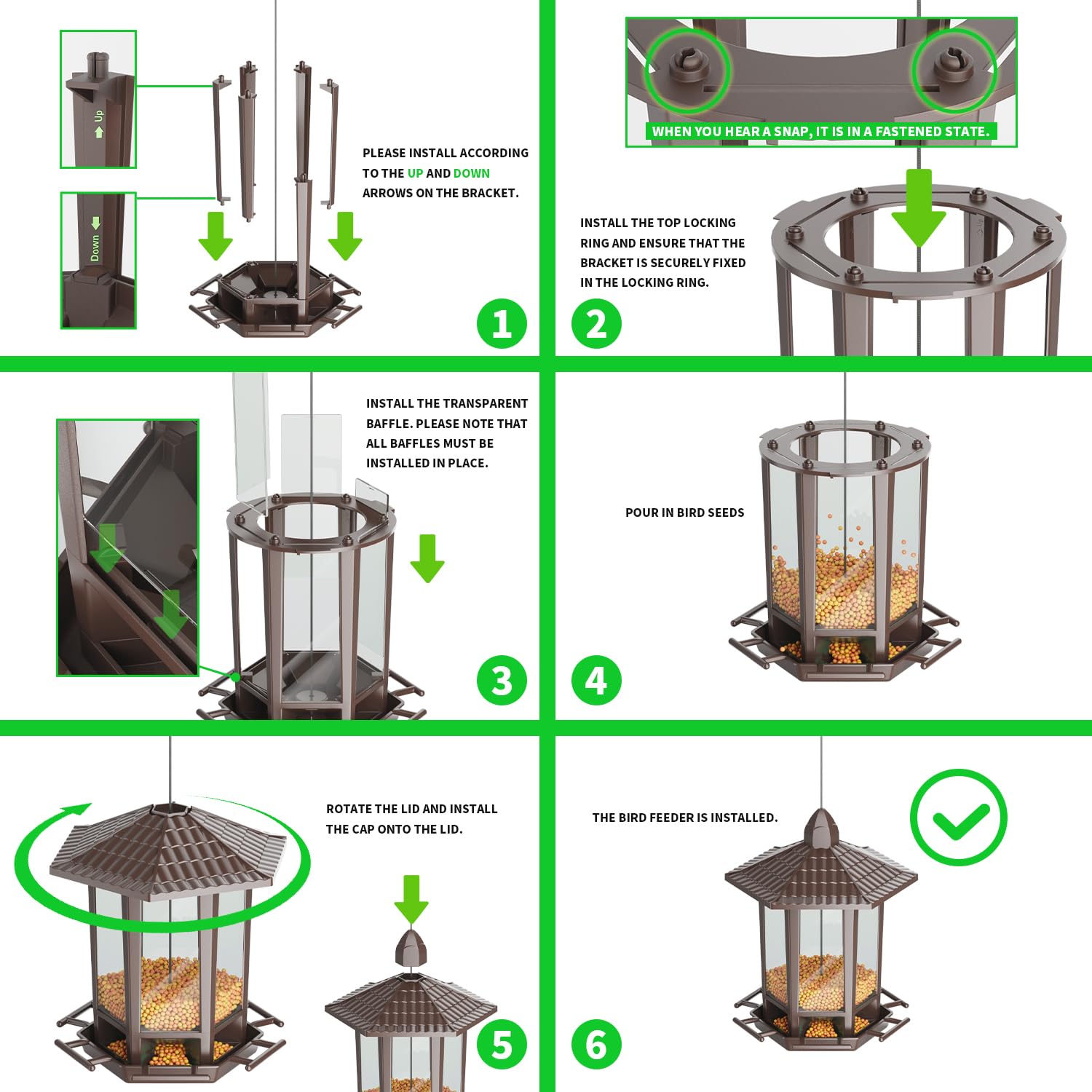 Birdream pagoda feeder holds seeds for days of backyard visitors.