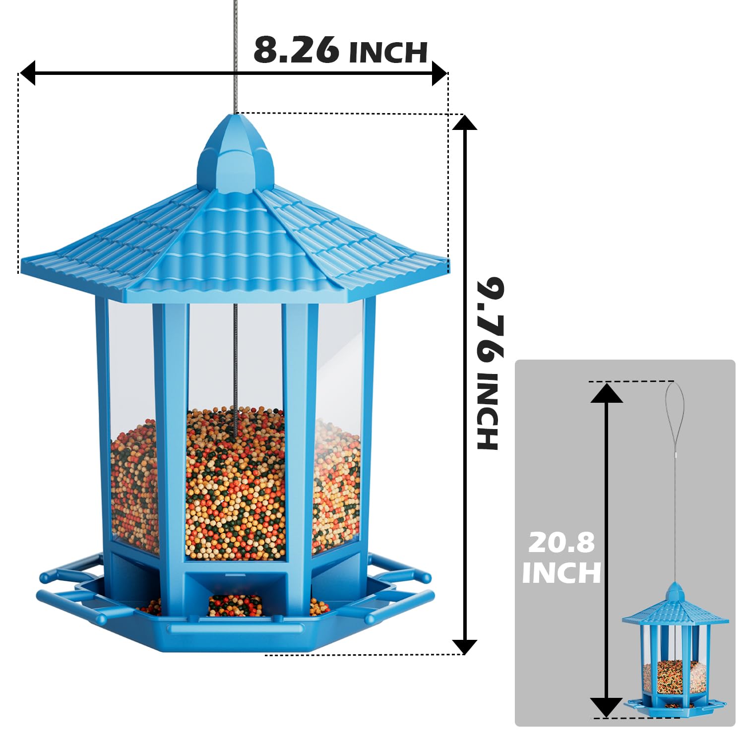 Birdream pagoda bird feeder transparent panel—easy seed monitoring