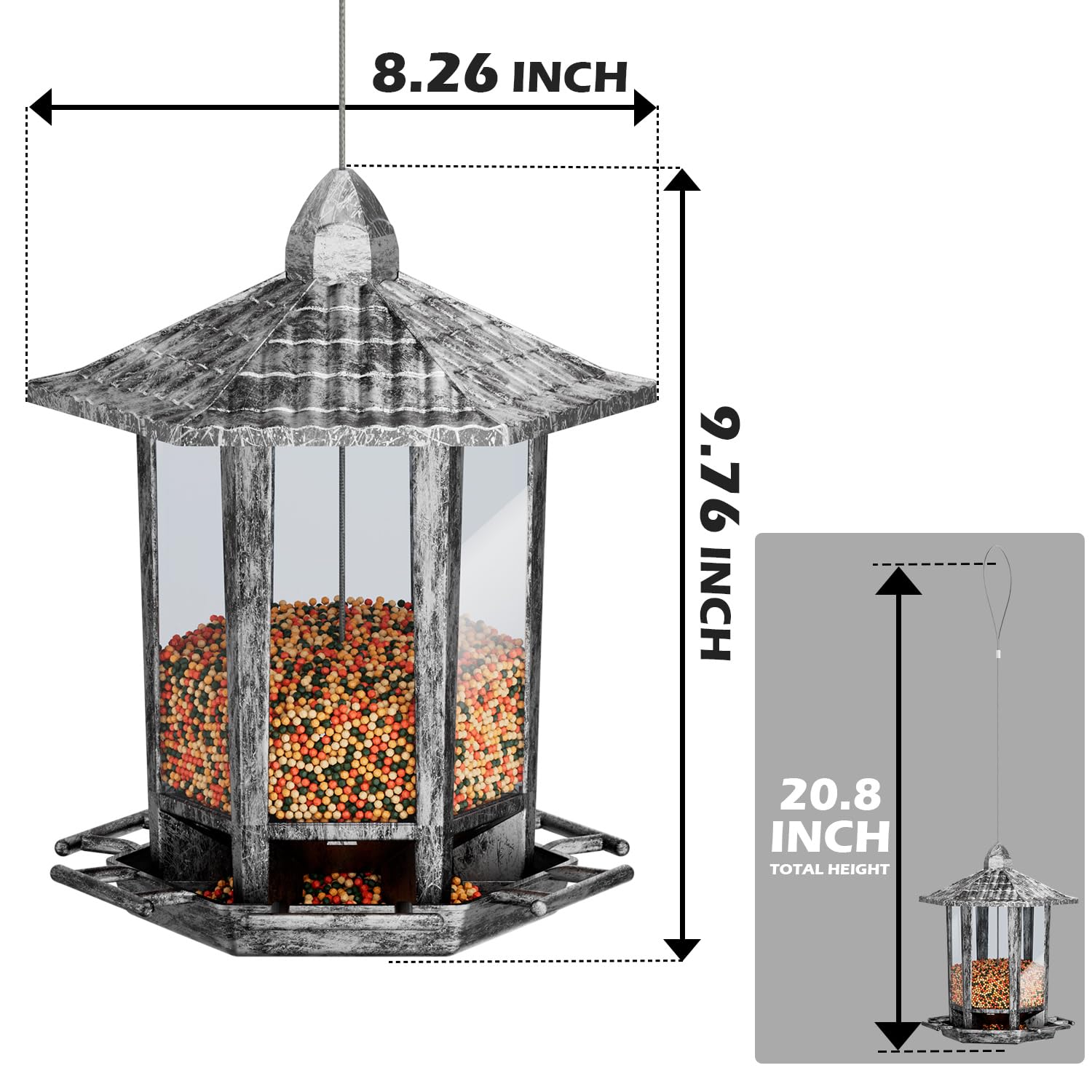 Birdream feeder transparent panel eases seed level monitoring