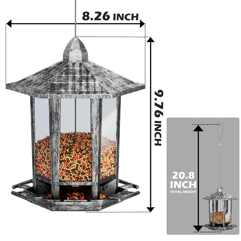 Birdream feeder transparent panel eases seed level monitoring