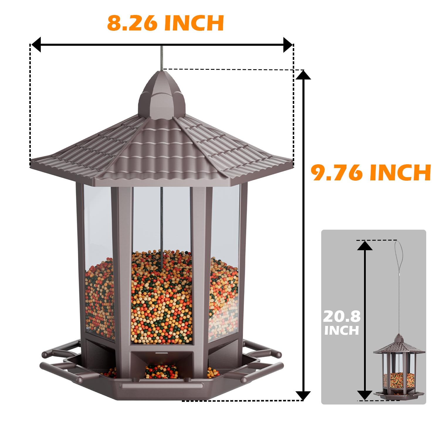 Birdream pagoda feeder features a wide opening for easy refilling in the garden