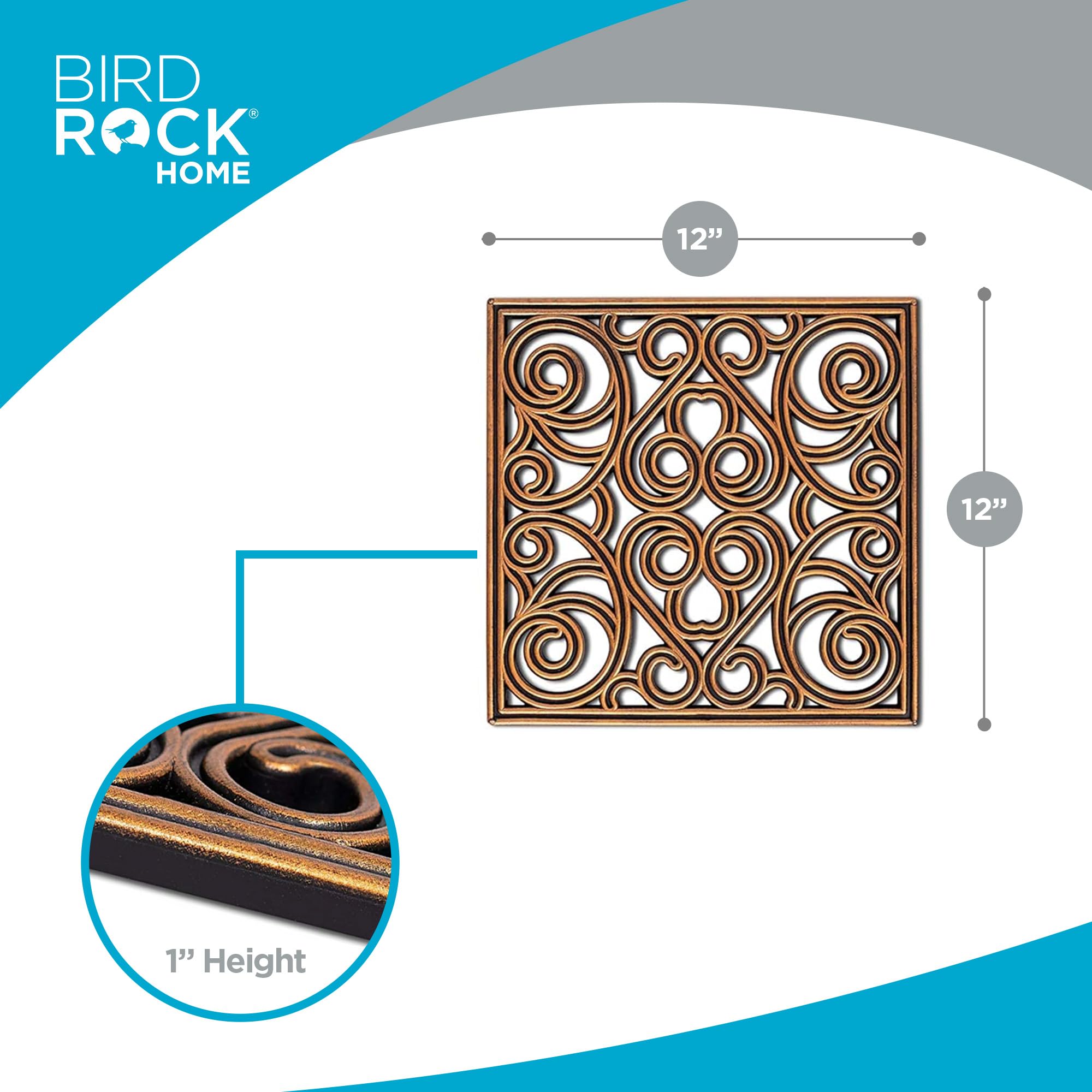 BIRDROCK HOME stepping stone copper 12x12 on gravel blends with outdoor decor.