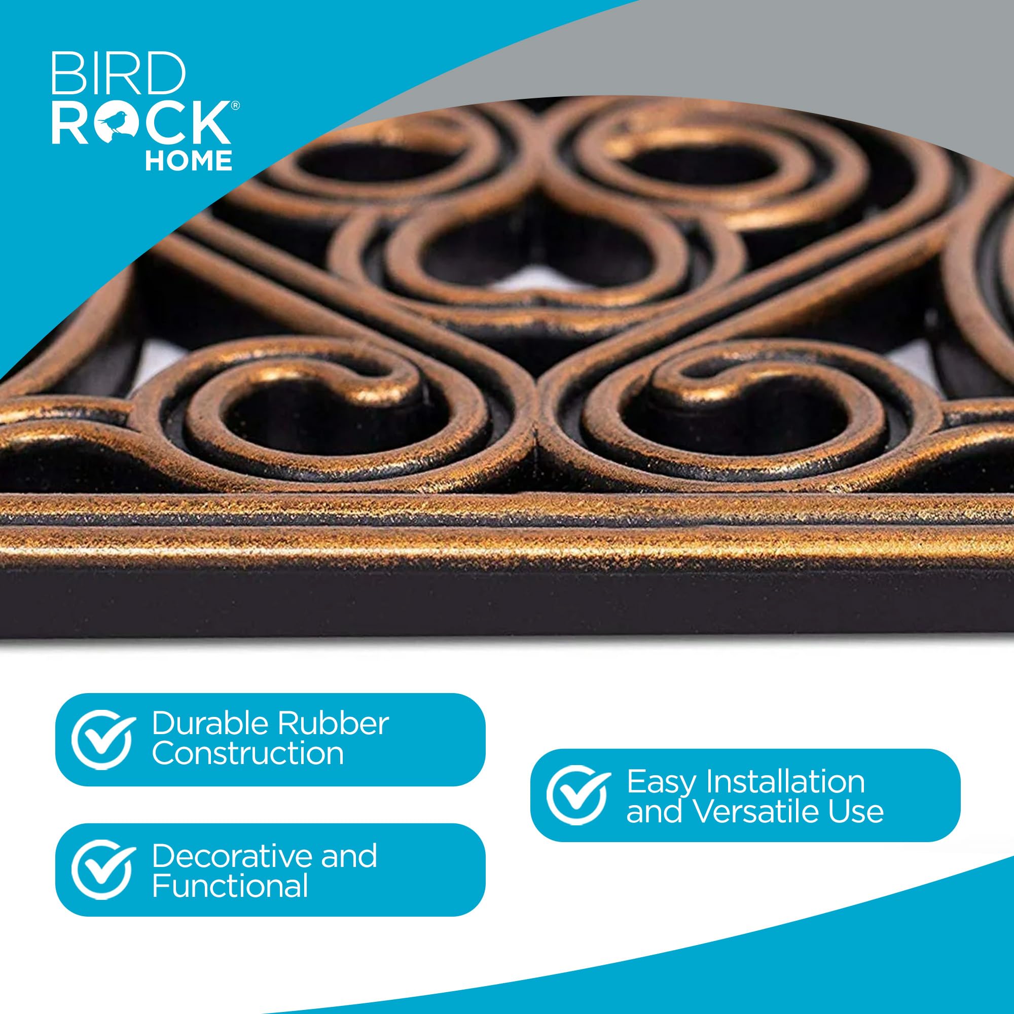 BIRDROCK HOME copper stepping stone set on concrete guides foot traffic.