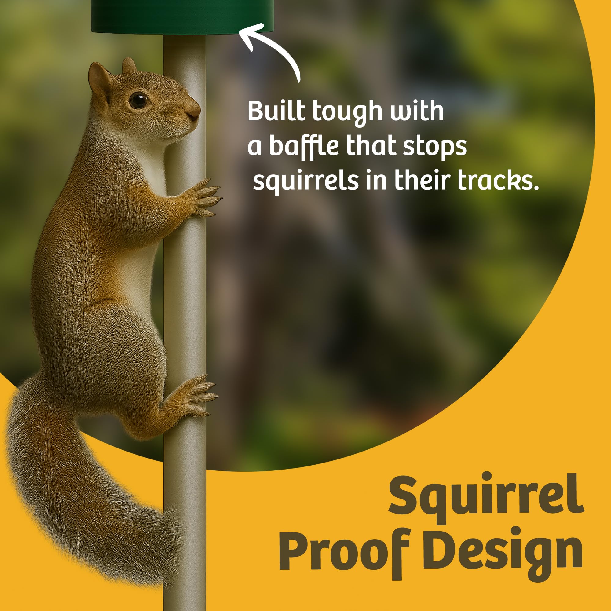 Birds Choice metering ring minimizes waste by controlling seed flow.