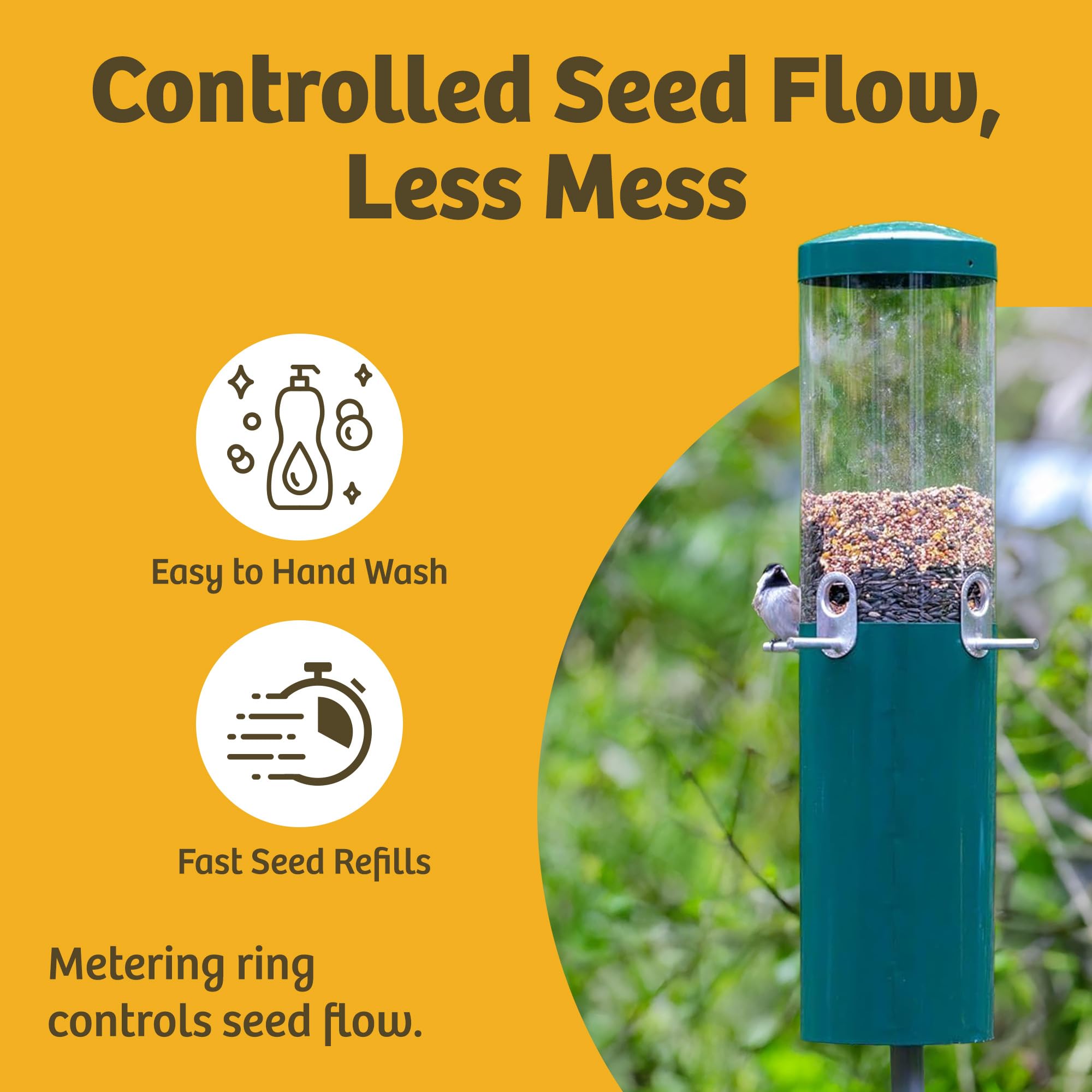 Birds Choice steel baffle keeps pests away during busy feeding times.
