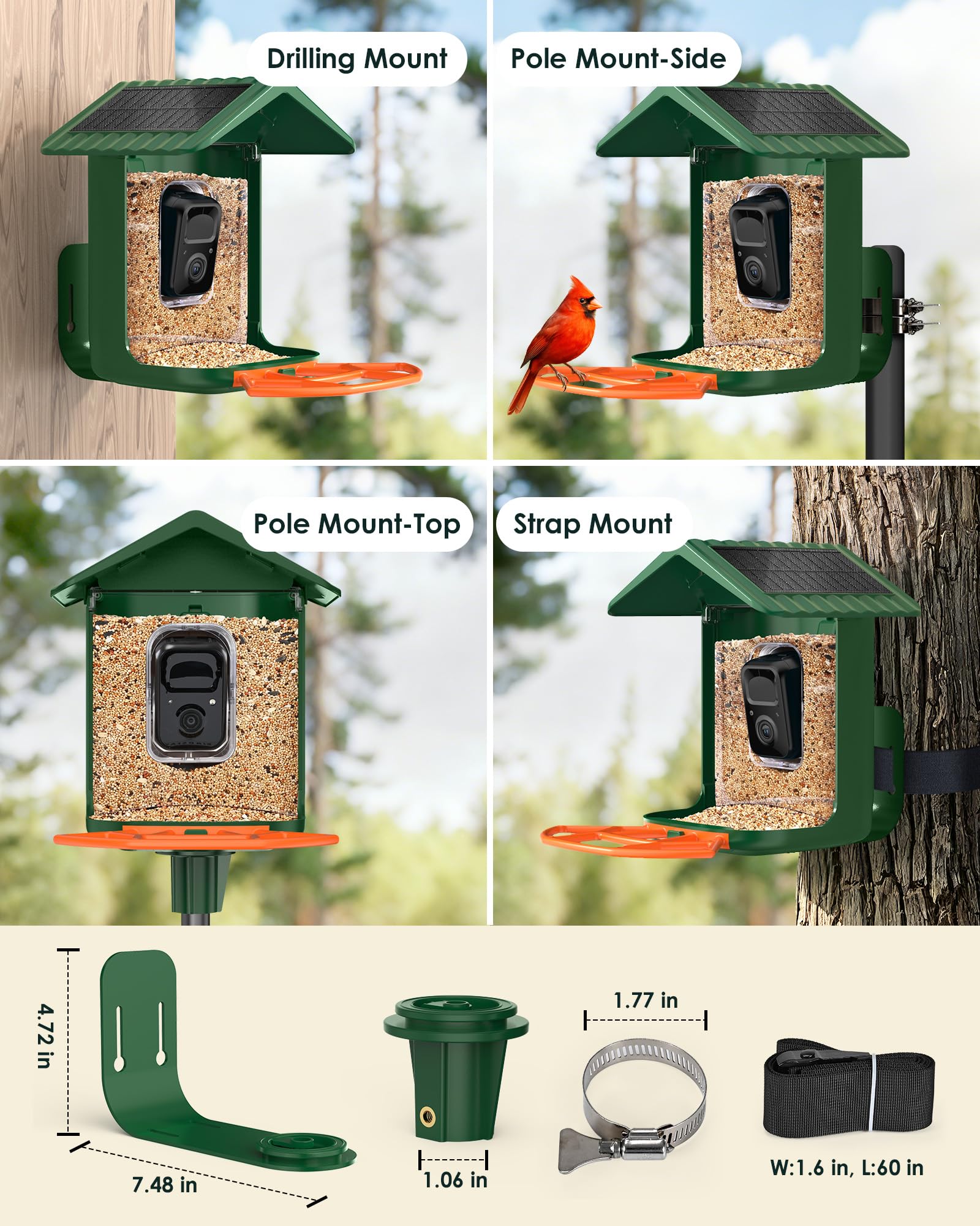 BIRDSFAVE 1.8L seed capacity reduces refill frequency during busy birdwatching