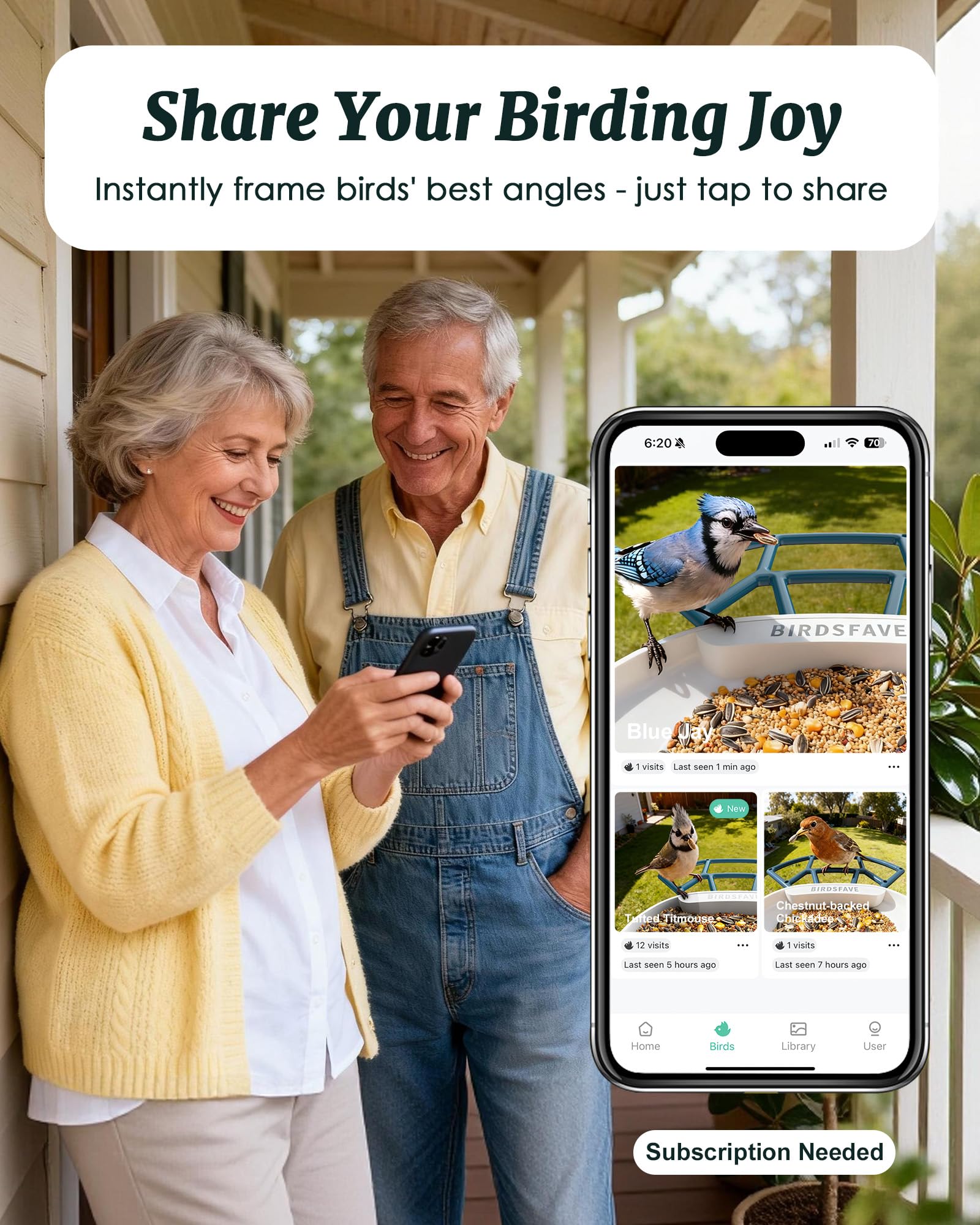 BIRDSFAVE AI identification sends species alerts to your phone.