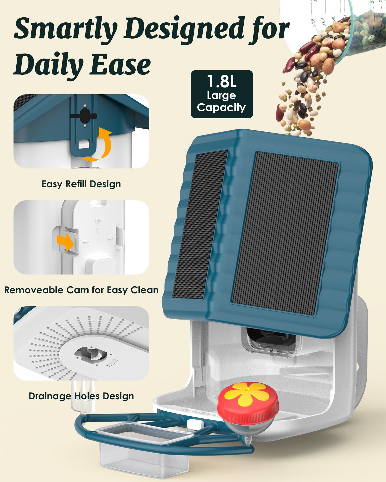 BIRDSFAVE squirrel deterrent siren helps protect feed from visitors.