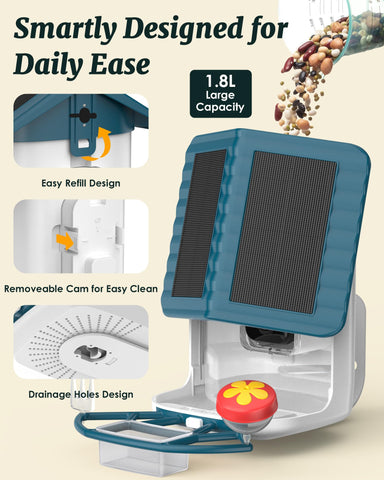 BIRDSFAVE squirrel deterrent siren helps protect feed from visitors.