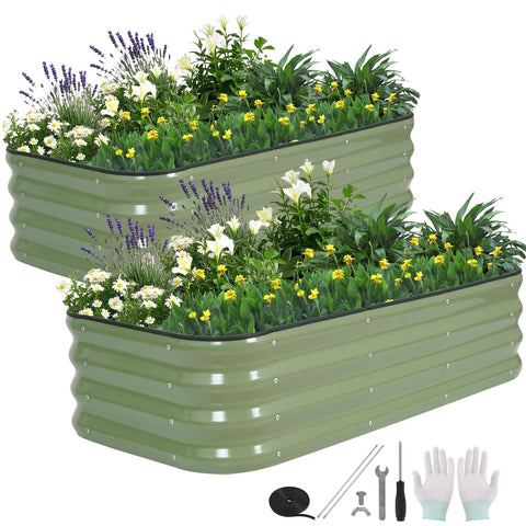 BIRDSINYARD 3-in-1 galvanized raised bed in 4x2x1ft layout for versatile gardening.
