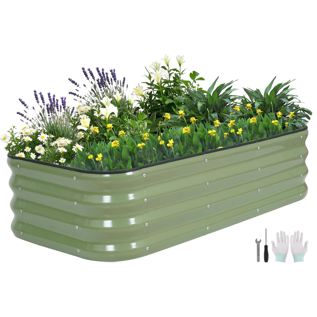 Birdsinyard 3-in-1 galvanized raised bed close-up shows durable steel construction for longevity.
