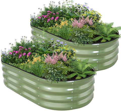 BIRDSINYARD galvanized raised garden bed ready for planting, with durable construction