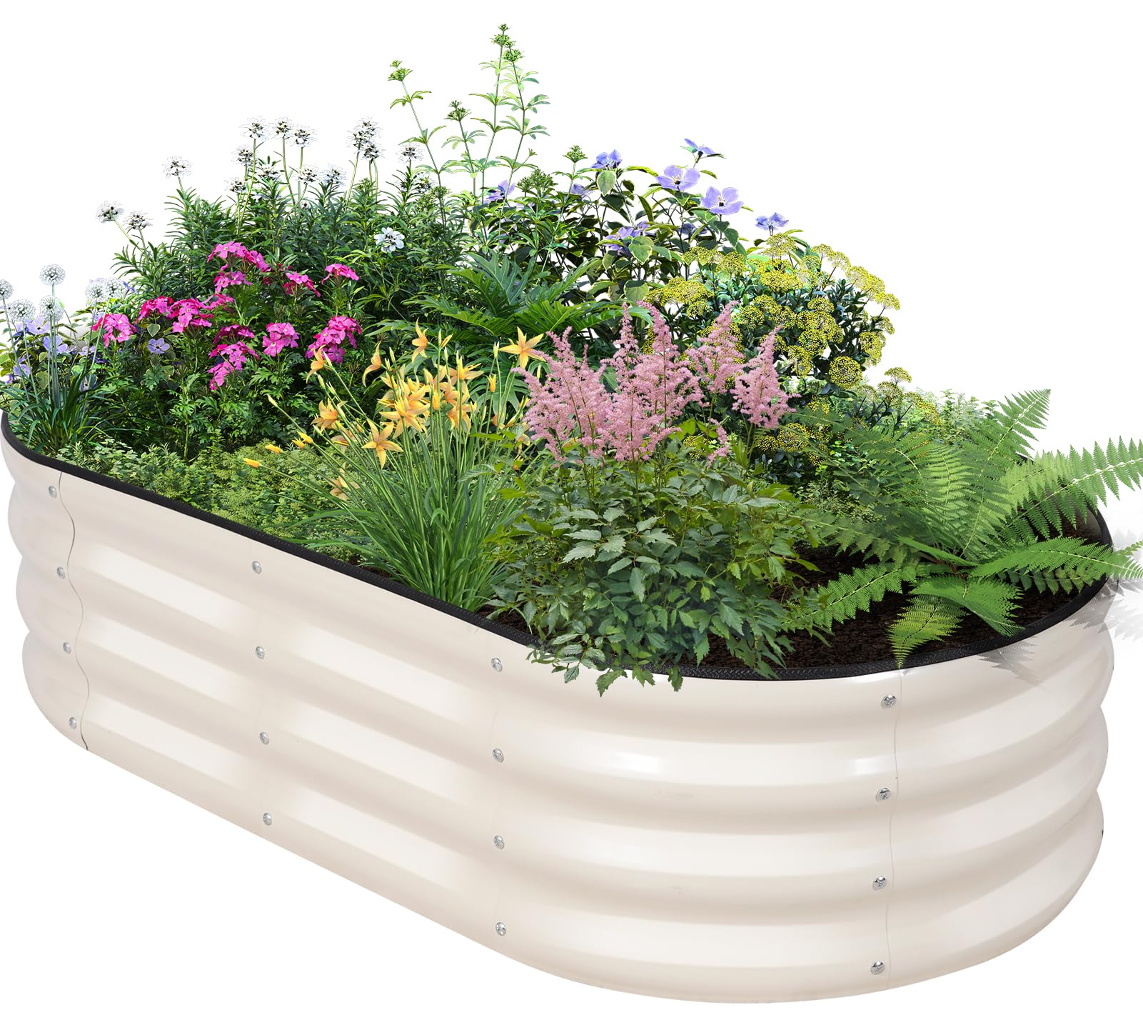 BIRDSINYARD galvanized raised garden bed top view for sturdy outdoor planting