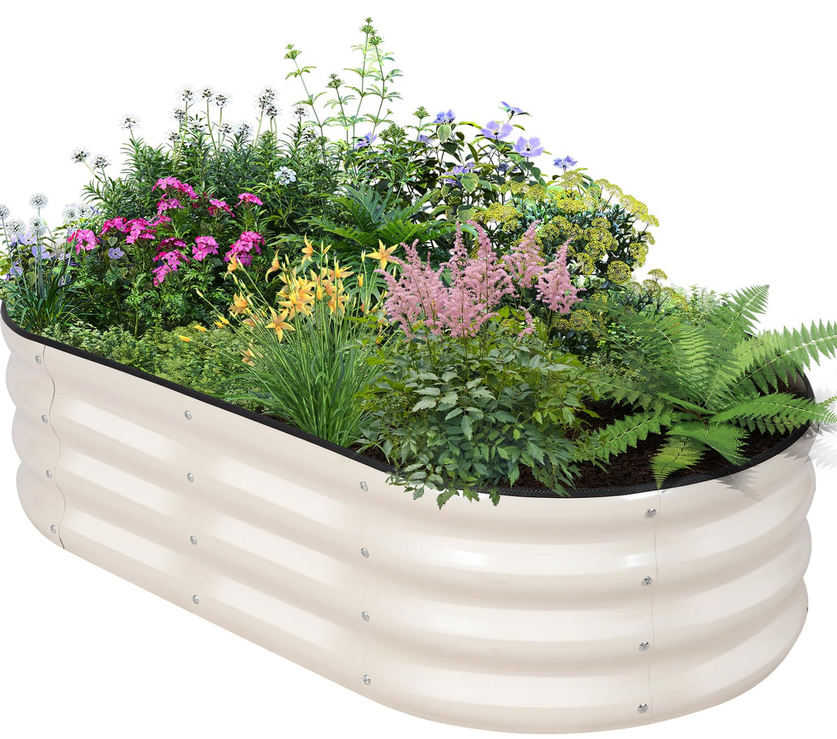 BIRDSINYARD galvanized raised garden bed top view for sturdy outdoor planting