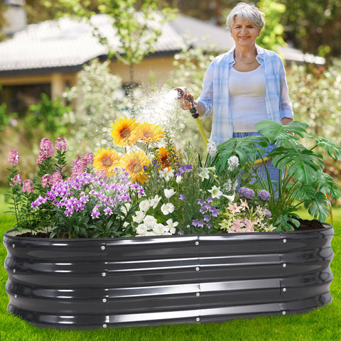 BIRDSINYARD grey galvanized finish blends with outdoor décor.