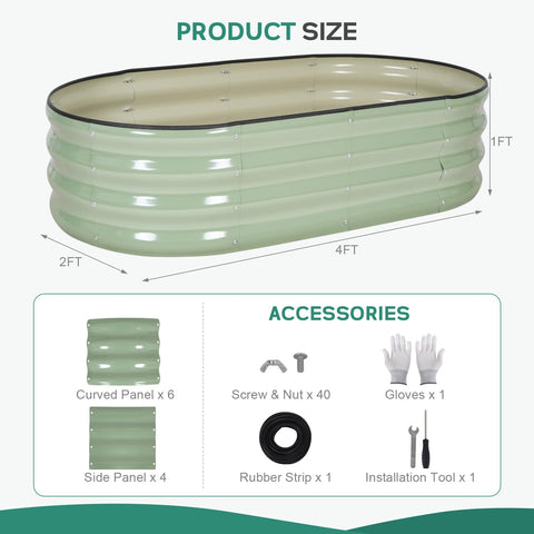 BIRDSINYARD oval metal planter with safety edging for safe outdoor gardening